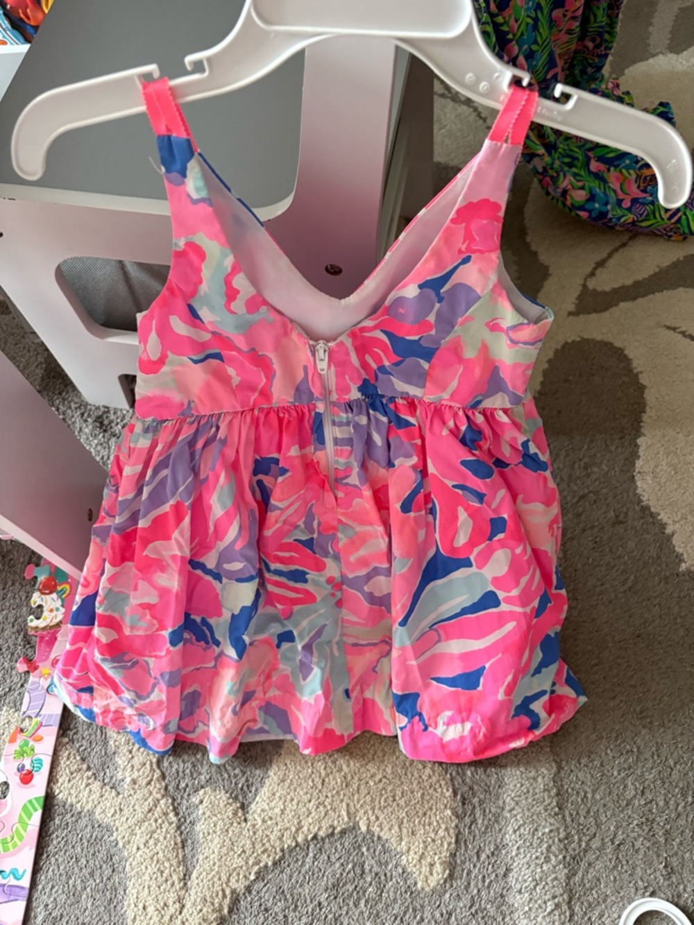 Lilly Pulitzer Toddler Girls Vibrant Pink & Blue Printed Sundress (5) - Picture 5 of 10